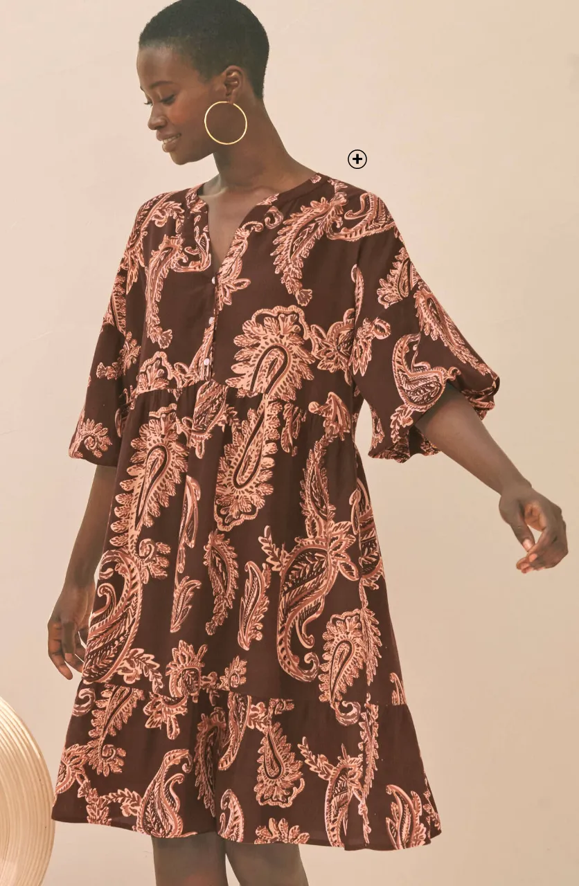 Robe marrion imprimée col tunisien manches boules femme - Blog Blancheporte