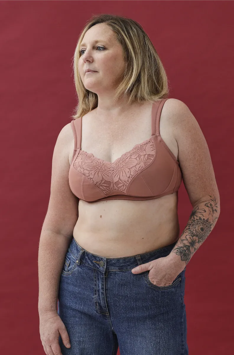 Soutien-gorge post-opératoire rose, forme emboîtante, en dentelle et microfibre - sans armatures - Blog Blancheporte