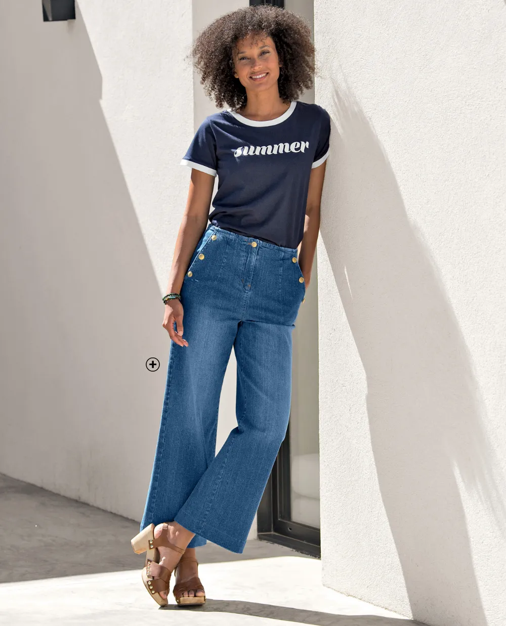 Plus size jeans in flared model met hoge taille - laat rondingen elegant uitkomen | Blancheporte