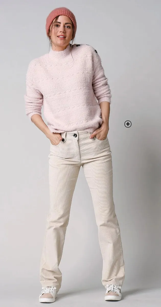 Rechte broek voor dames in beige ribfluweel, goedkoop | Blancheporte