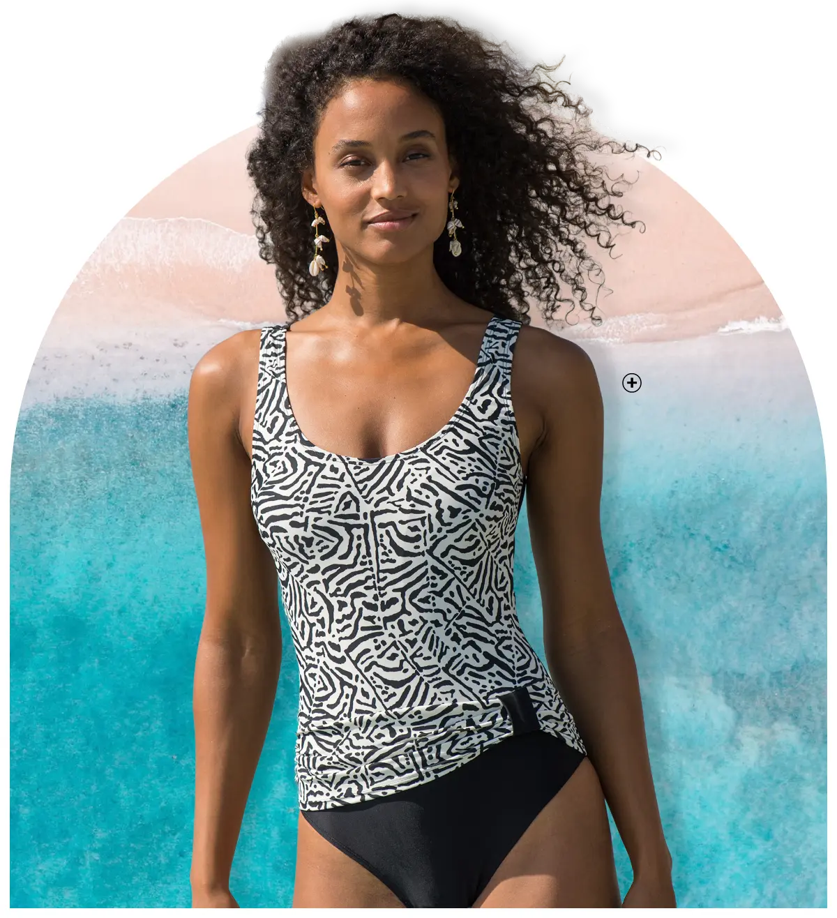 Badpak met geplooid effect Ivola in ecru en zwart - Blancheporte Blog