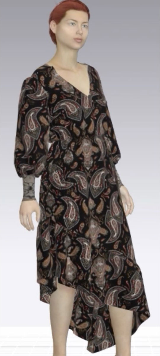 Lange, asymmetrische jurk met kasjmiermotief Lange, asymmetrische damesjurk met kasjmierprint, goedkoop - Blancheporte X Mary McQueen