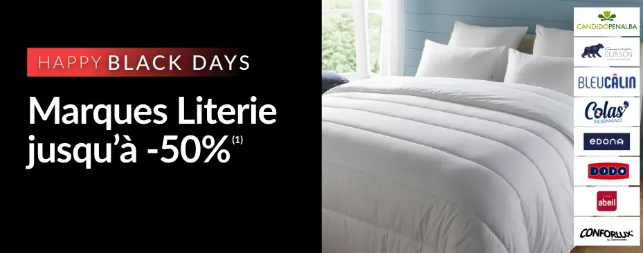 Happy Black Days : vos marques literie préférées jusqu'à -50% sur le site