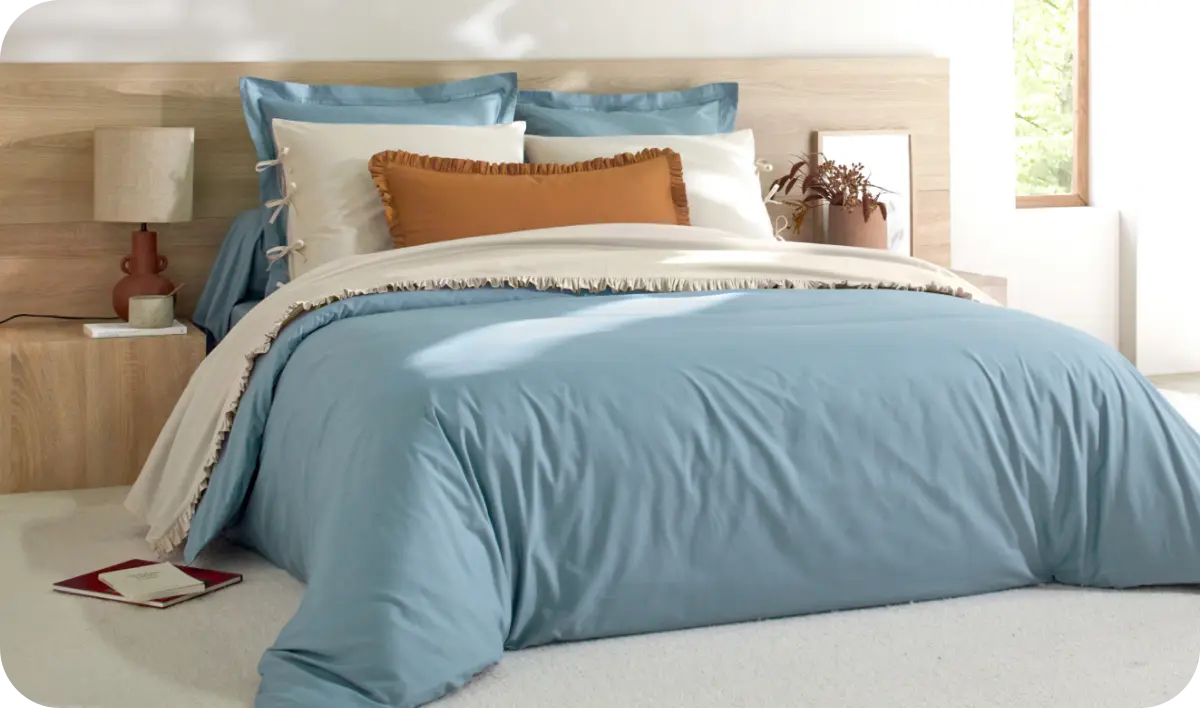 Housse de couette en triple gaze de coton unie, couleur terracotta, offrant une texture légère et respirante, parfaite pour toutes les saisons, Blancheporte