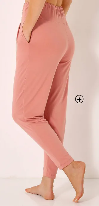 Yogabroek van soepele tricot, ultra comfortpasvorm, kleur perzik - Blog Blancheporte