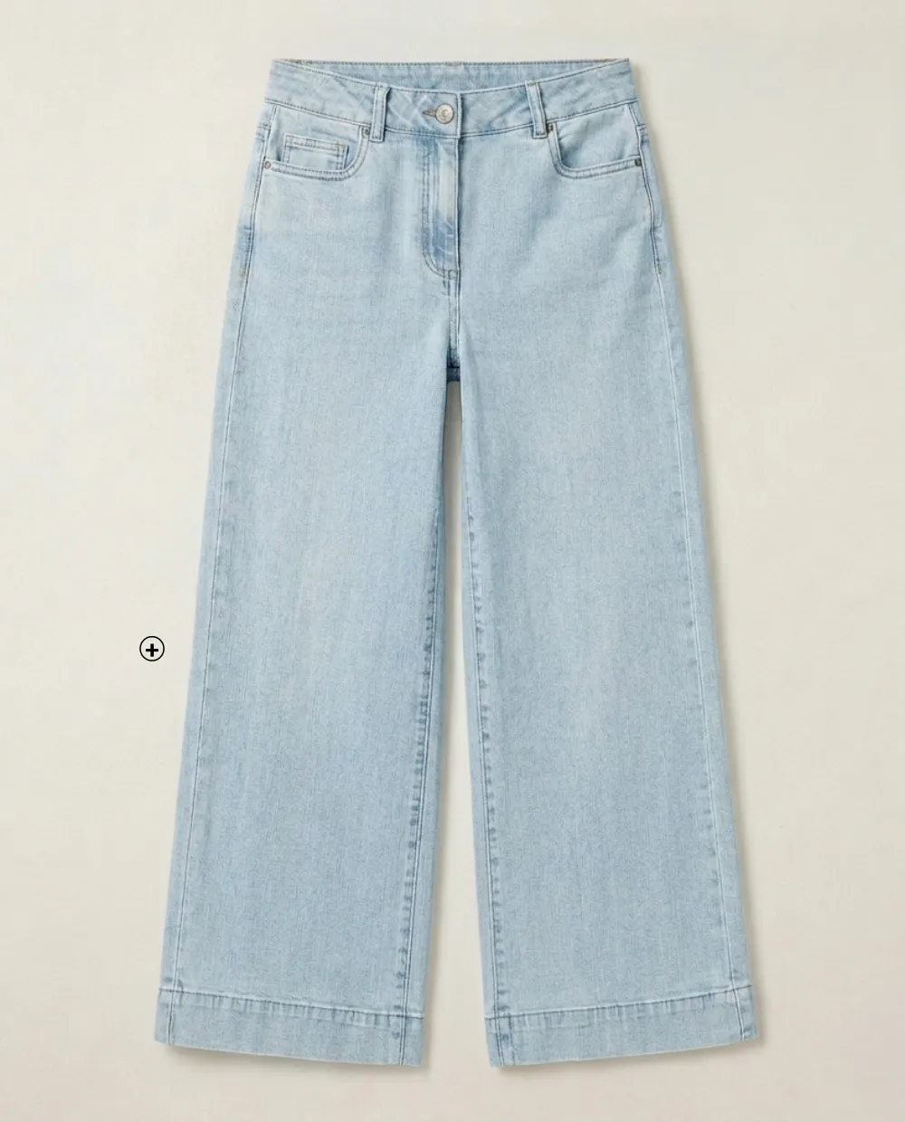 Damesjeans met hoge taille en wijde 7/8-broekspijpen, speciaal voor kleine maten, katoen met elastaan, blue stone - Blog Blancheporte