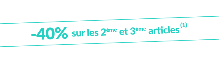 -40% sur les 2ème et 3ème articles avec le code 340002