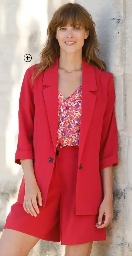 Veste mi saison femme manches 3/4 rouge pas cher | Blancheporte