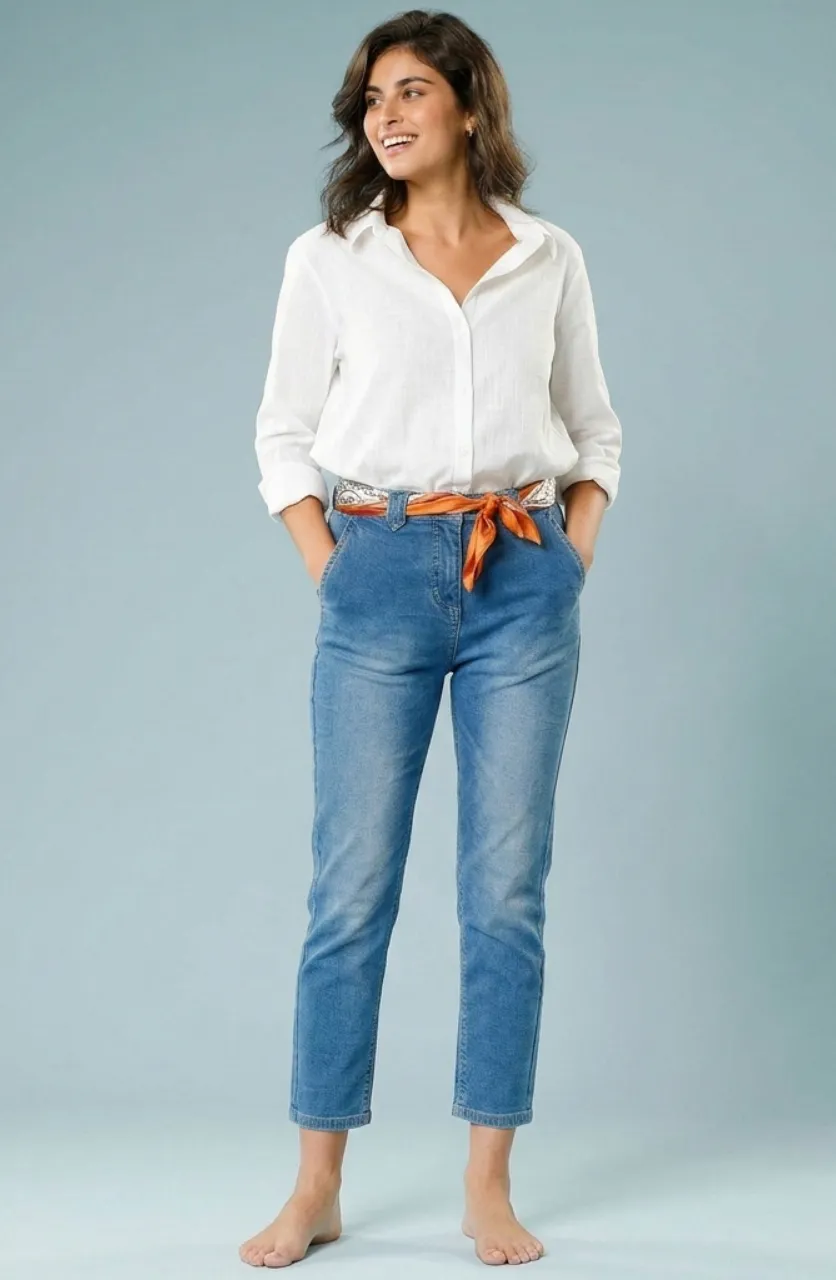 Effen damesshirt wit, recht model speciaal kleine maten, lange mouwen, 100% katoen - Blog Blancheporte