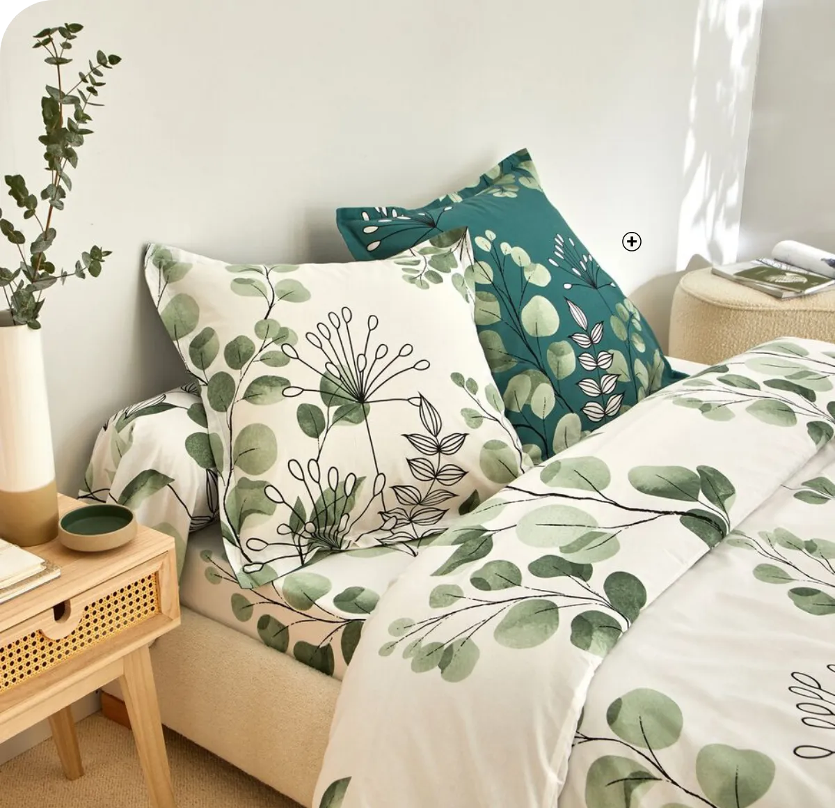 Linge de lit Danaé en coton imprimé Colombine® vert pas cher | Blancheporte