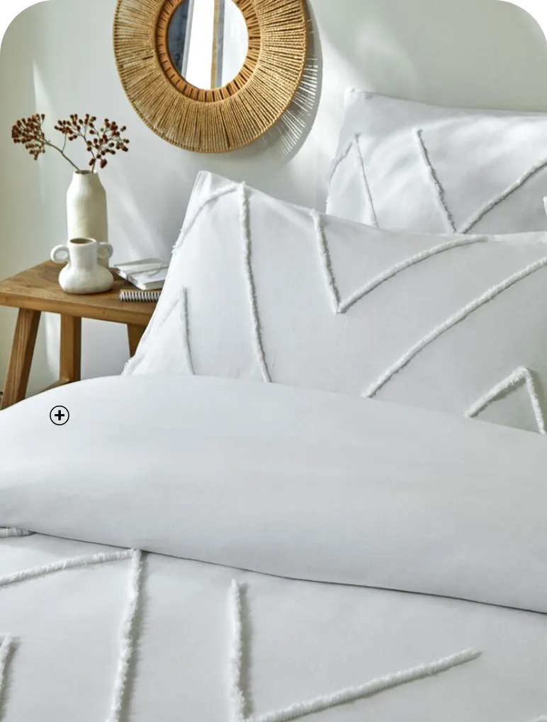 Linge de lit blanc uni en coton lavé Colombine® pas cher | Blancheporte