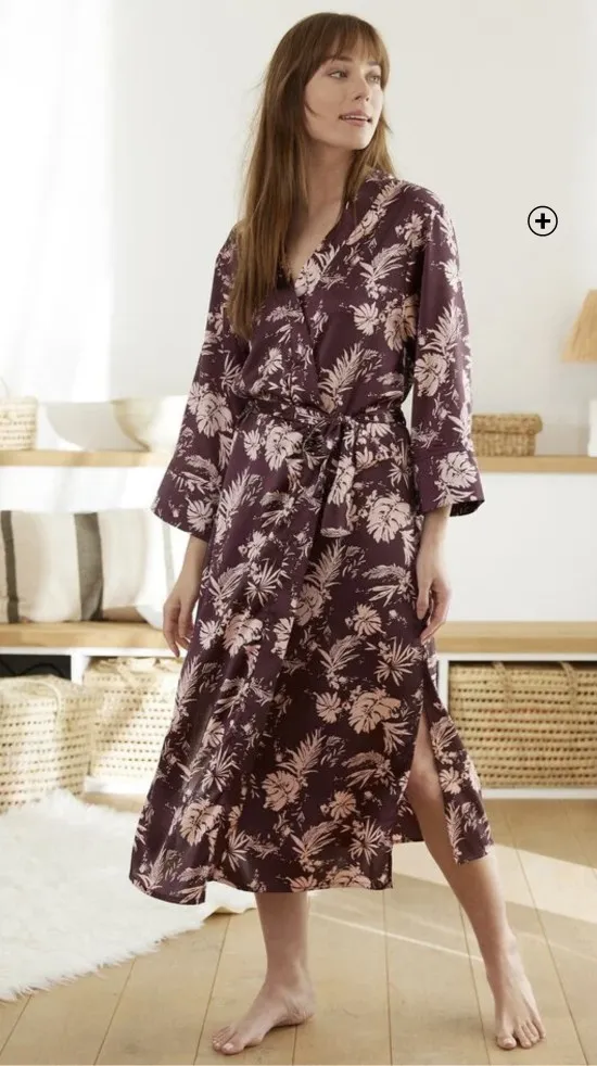 Lange kimono voor dames in bedrukt satijn, goedkoop | Blancheporte