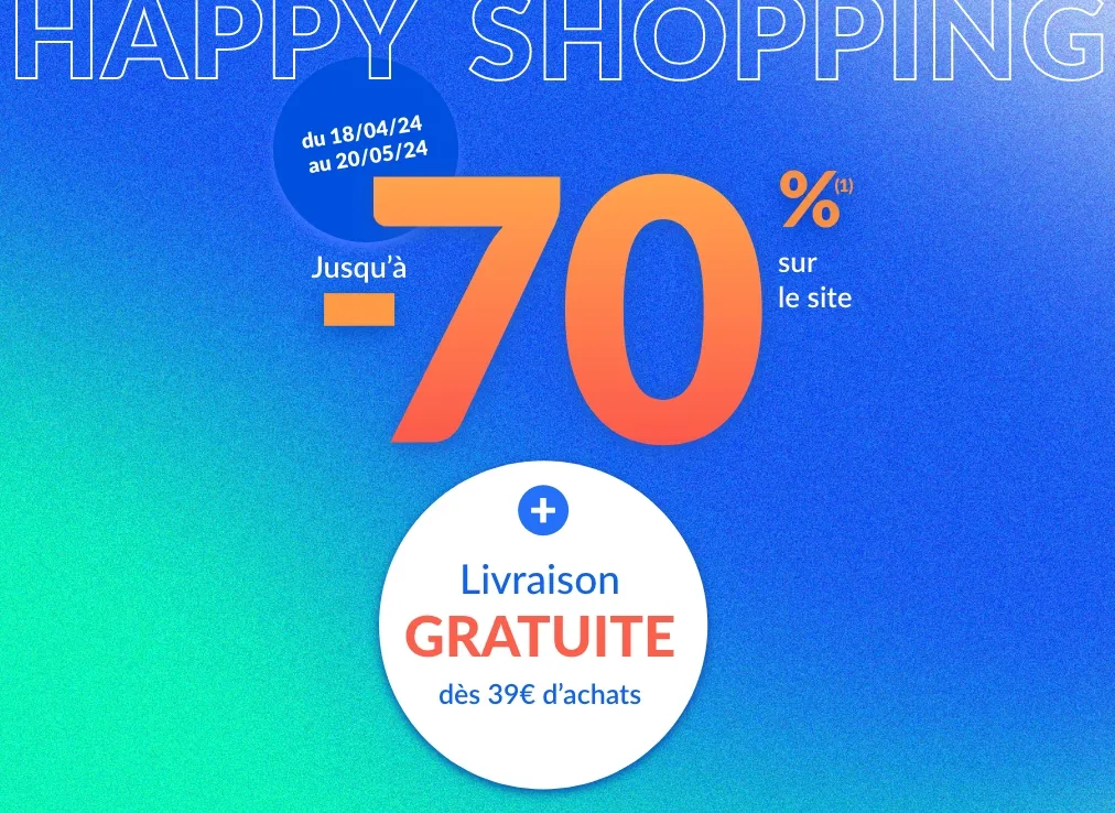 Happy Shopping : jusqu'à -70%(1) sur le site !