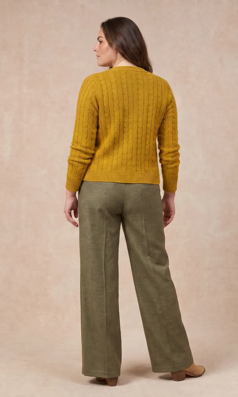 Gilet jaune boutonné, manches longues, maille torsadée - Blog Blancheporte
