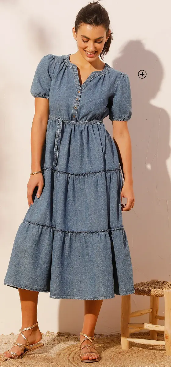 Robe longue femme d'été en denim léger pas cher | Blancheporte