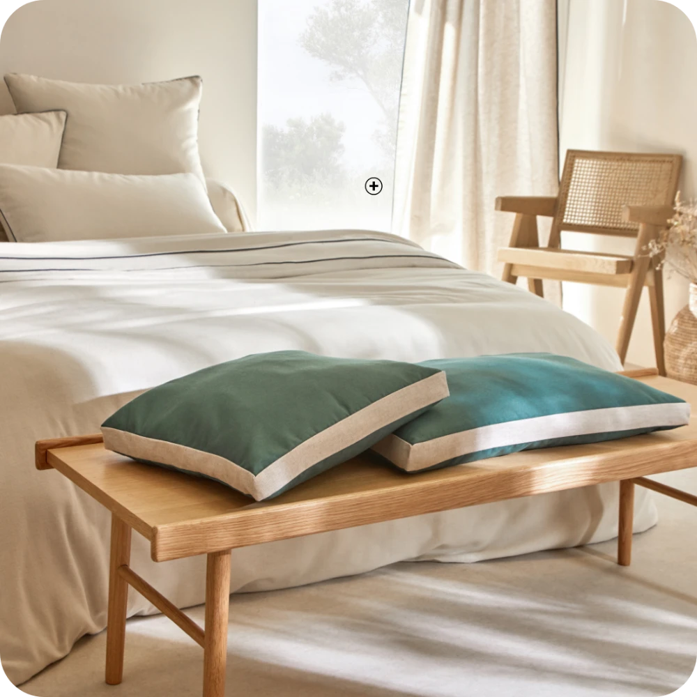 Lot de 2 housses de coussin vert bleu collection Intemporelle pas cher | Blancheporte