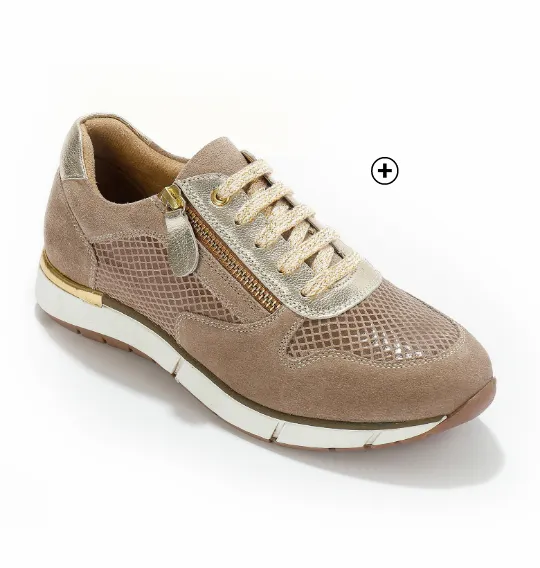 Leren sneakers met rits en veters, dynamisch silhouet met een jurk | Blancheporte