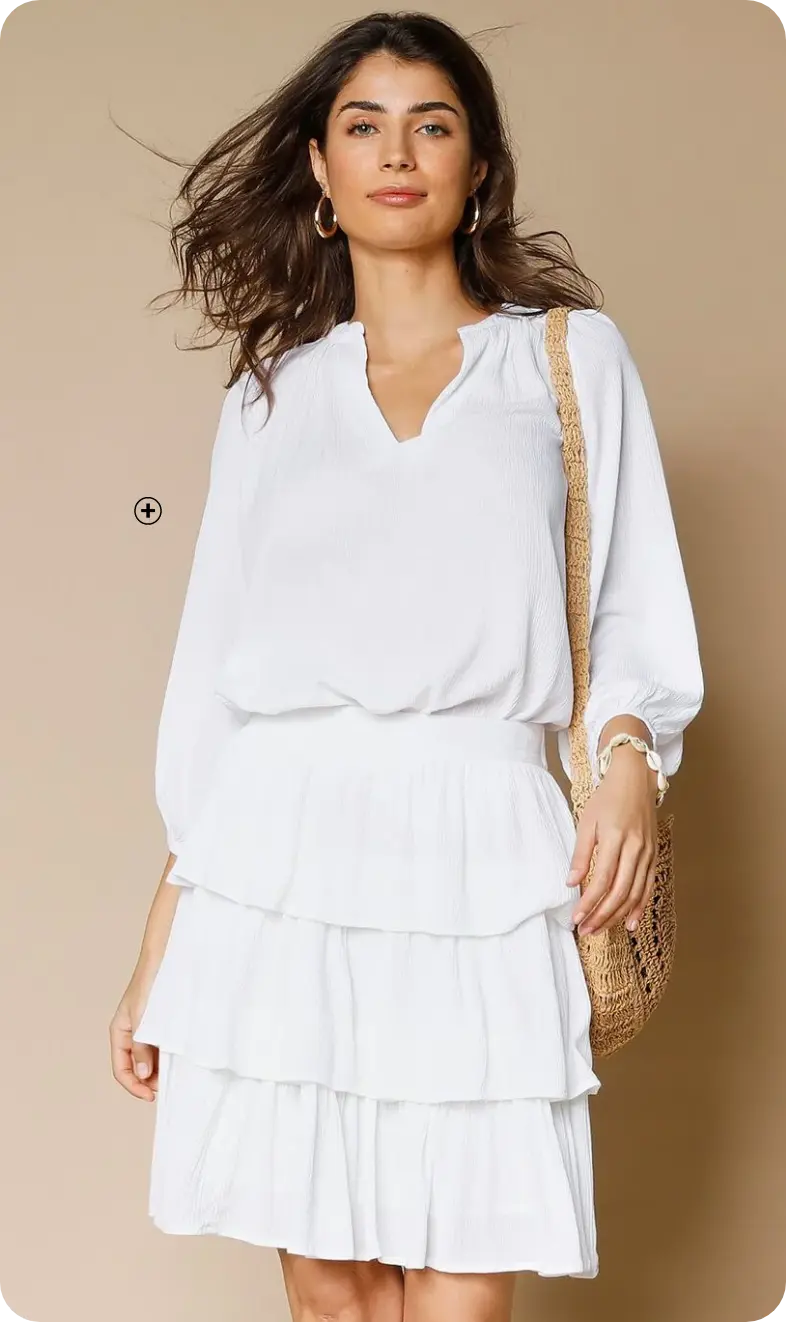 Goedkope witte blouse met Tunesische kraag - Blancheporte