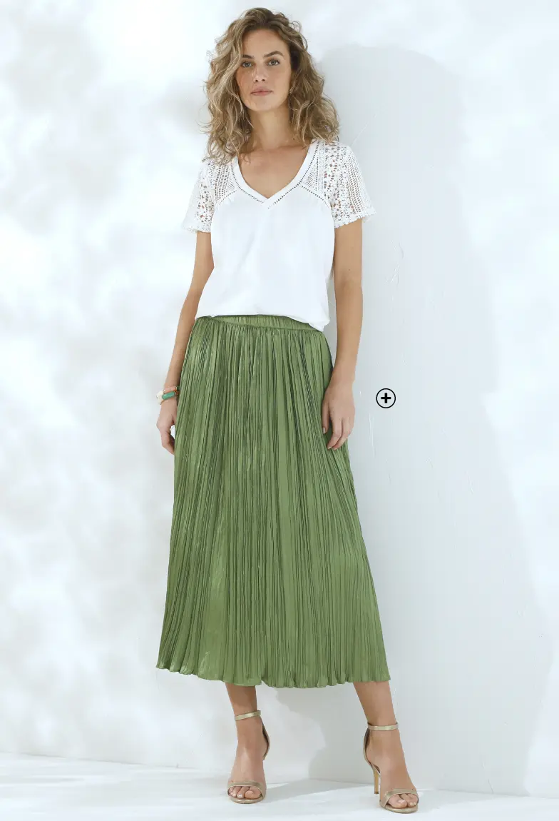 Effen plissérok in satijn, voor een verfijnde en stralende look | Blancheporte