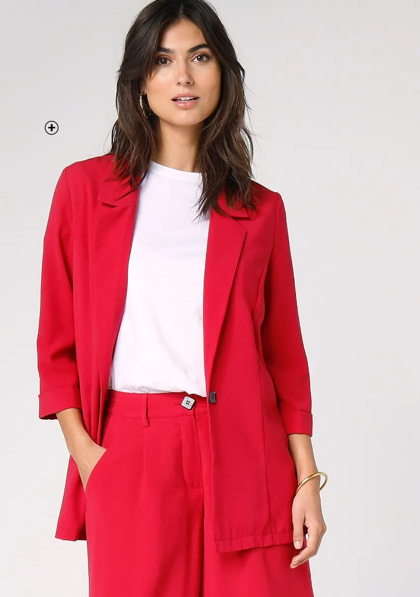 Veste blazer femme manches 3/4 fluides rouge pas cher | Blancheporte