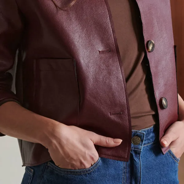 Veste boutonnée bordeaux - Blog Blancheporte