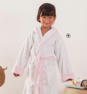 Peignoir de bain enfant personnalisable à capuche licorne 100% coton blanc rose pas cher | Blancheporte