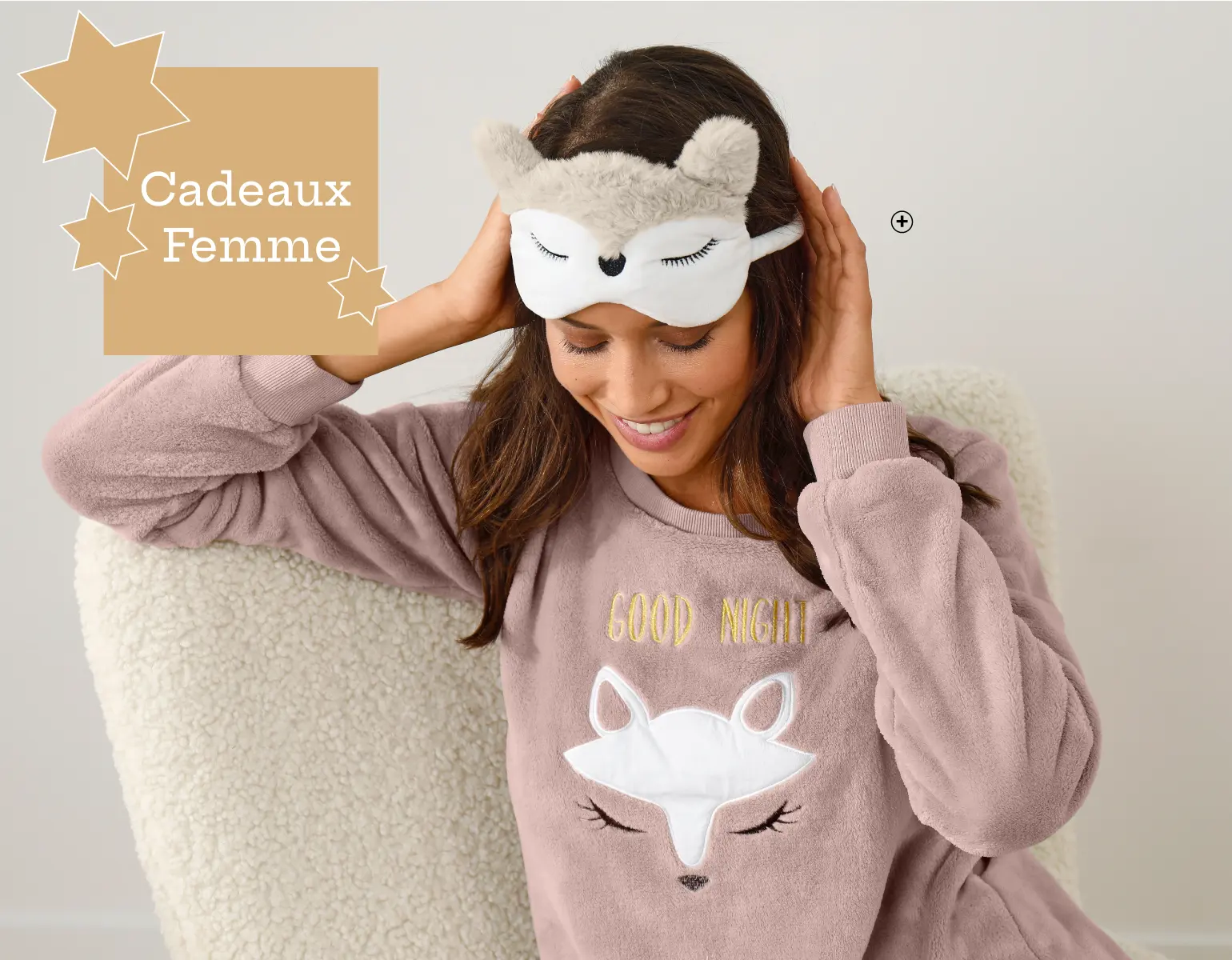 Set de masque de nuit avec chaussettes antidérapantes en maille bouclette, cadeau cocooning | Blancheporte