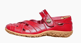 Rode comfortabele schoenen met riempje in ultrasoepel leer, goedkoop - Blancheporte