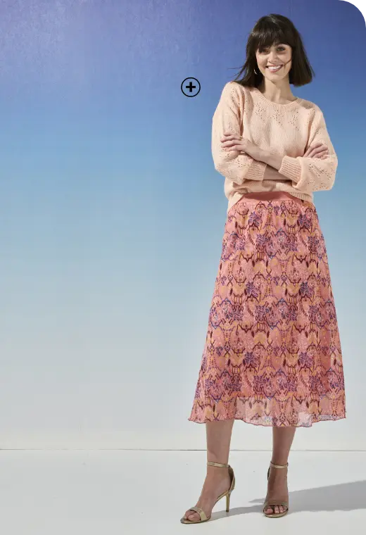 Trui met bloezende mouwen in lichtblauw ajourtricot, ideaal voor een chique en vrouwelijke look met een trui | Blancheporte