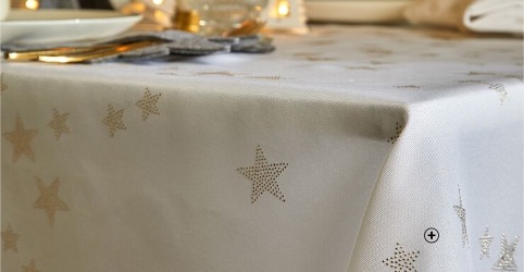 Nappe de table imprimé étoiles dorées anti-tâches décoration Noël pas cher - Blancheporte