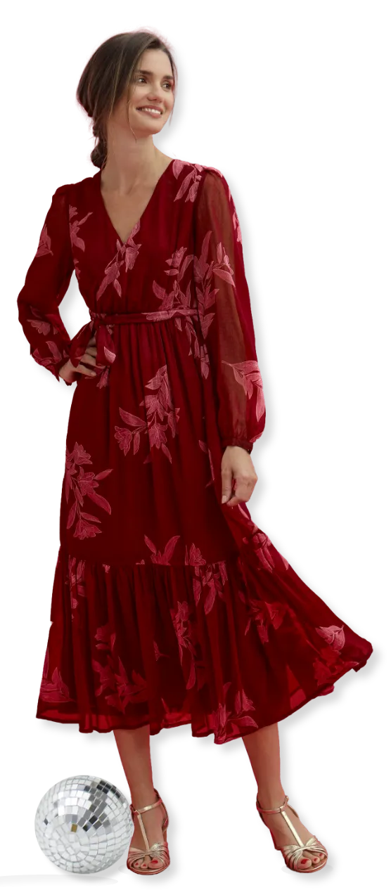Lange jurk met volant, voile met print - Blancheporte Blog