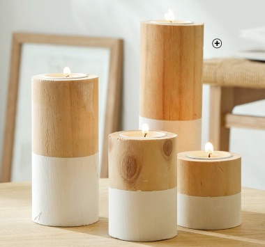 Bougeoirs en bois ronds décoration Noël pas cher - Blancheporte 