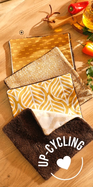 Herbruikbaar, absorberend schoonmaakdoekje, set van 4 - upcycling collectie Herbruikbare, absorberende schoonmaakdoekjes in katoen 540 g/m2 van 20x20 cm uit de upcycling collectie, goedkoop - Blancheporte