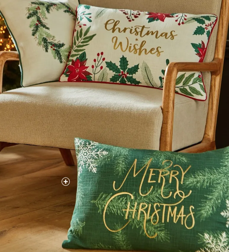 Groen kussen met Merry Christmas print, goedkoop | Blancheporte