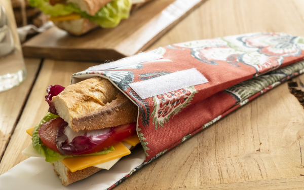 Pochette alimentaire réutilisable en tissu pour sandwich baguette pas cher - Blancheporte - Collection upcycling