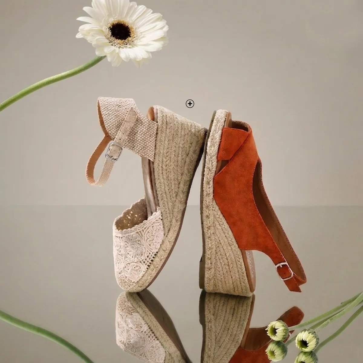Sandales compensées en corde, talon et bout ouverts, coloris terracotta - Blog Blancheporte