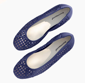 Blauwe ballerina's met sleehak in ajourleer, goedkoop - Blancheporte