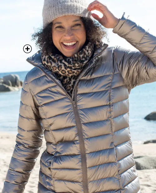 Korte, gewatteerde jas met metallic effect - Blog Blancheporte