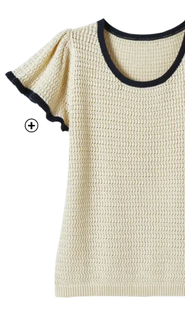 Trui met korte mouwen in fantasietricot, perfect te combineren met een lange rok | Blancheporte