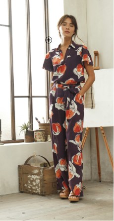Chemisier fluide femme imprimé prune terracotta pas cher | Collection Blancheporte x Odette Lepeltier