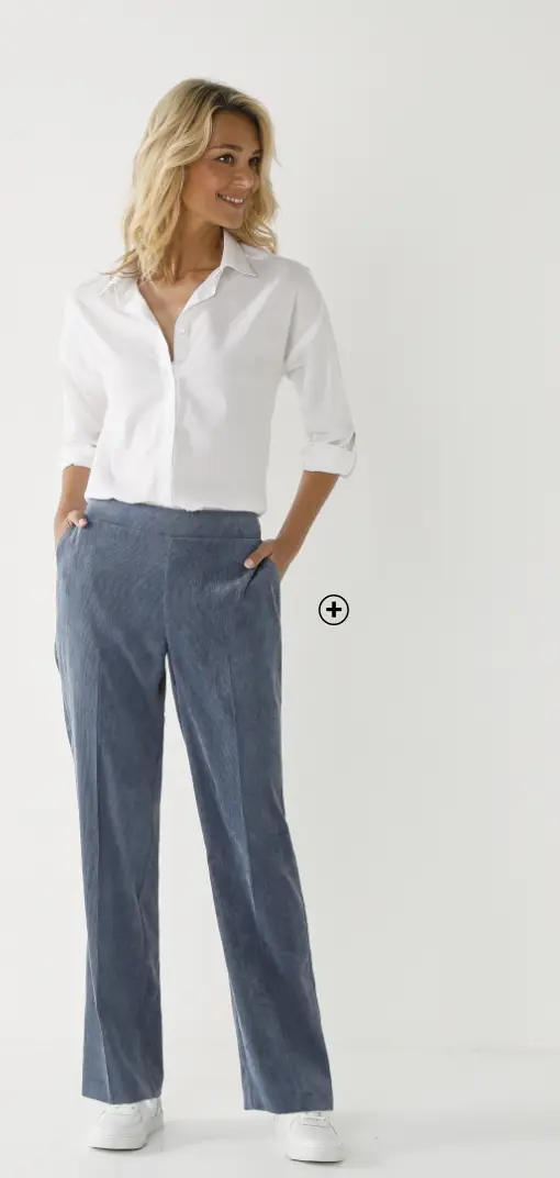 Pantalon large en velours côtelé, parfait pour un style rétro et chaleureux | Blancheporte