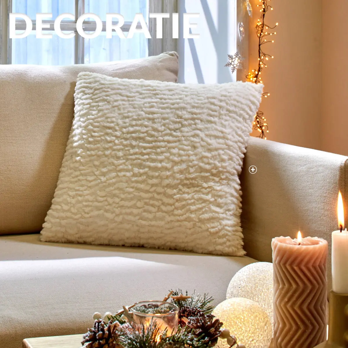 Kussen in fleece met bontaspect, cosy accessoire voor de decoratietrends van winter 2024 | Blancheporte