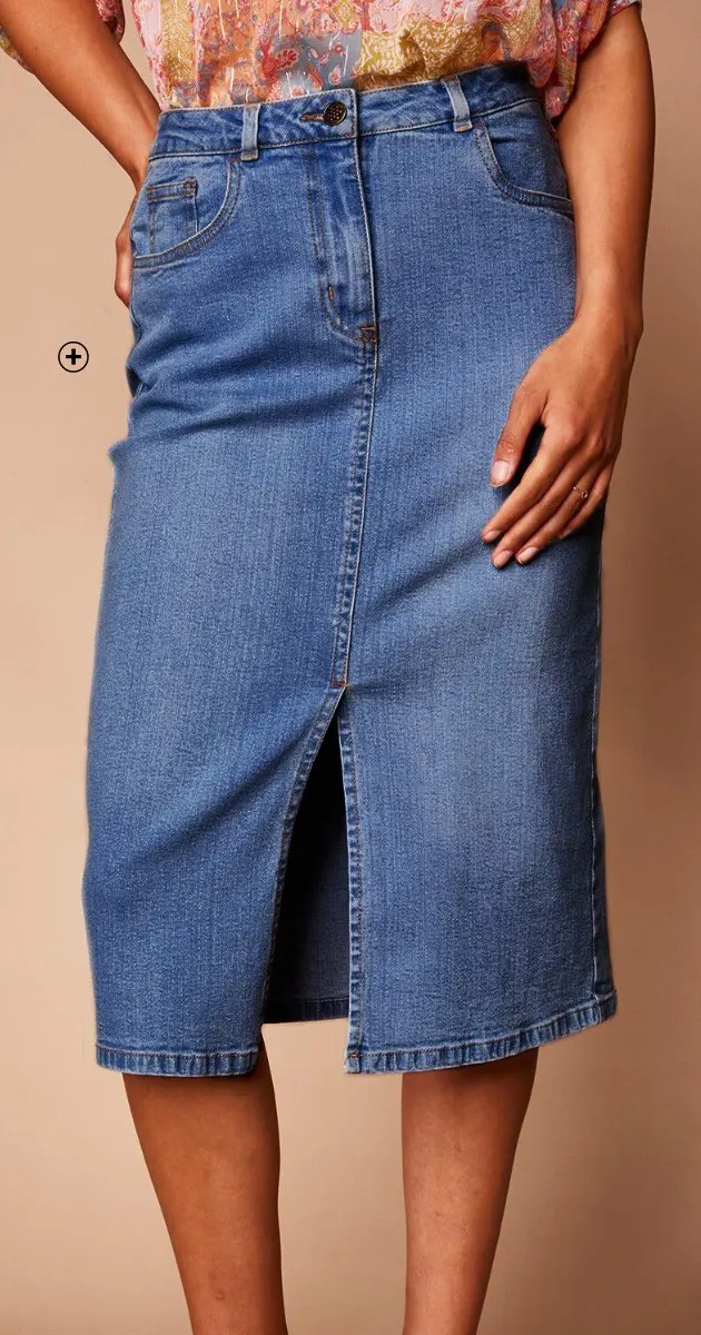 Jupe en jean droite fendue pas cher | Blancheporte