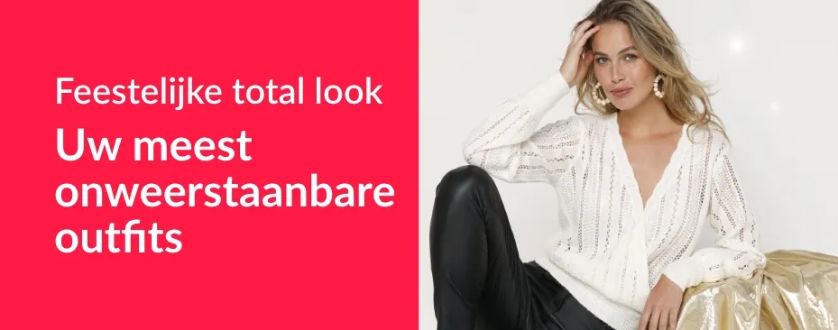 Val voor een selectie feestoutfits voor dames: lange jurken, geborduurde bloezen, glinsterende topjes...