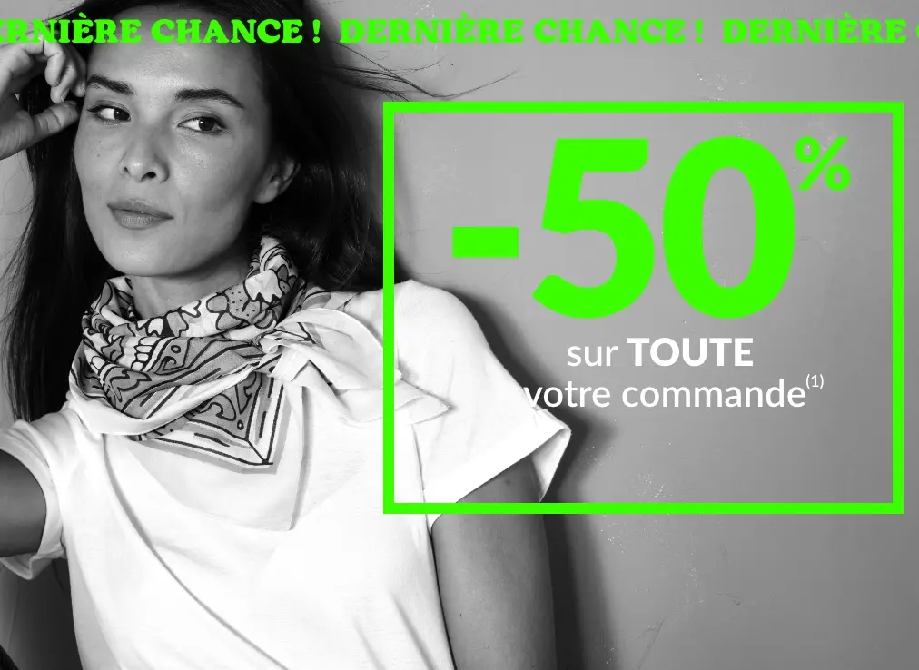 Dernière chance : -50% sur toute votre commande avec le code 400012