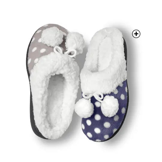 Polairen muiltjes met stippenprint, perfect om je voeten lekker warm te houden deze winter | Blancheporte