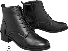 Zwarte, comfortabele damesbottines in leer met vetersluiting, goedkoop - Blancheporte