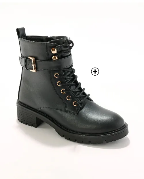 Biker bottines met veters en geribbelde zool, ideaal als accessoire bij een trui-jurk in rockstijl | Blancheporte