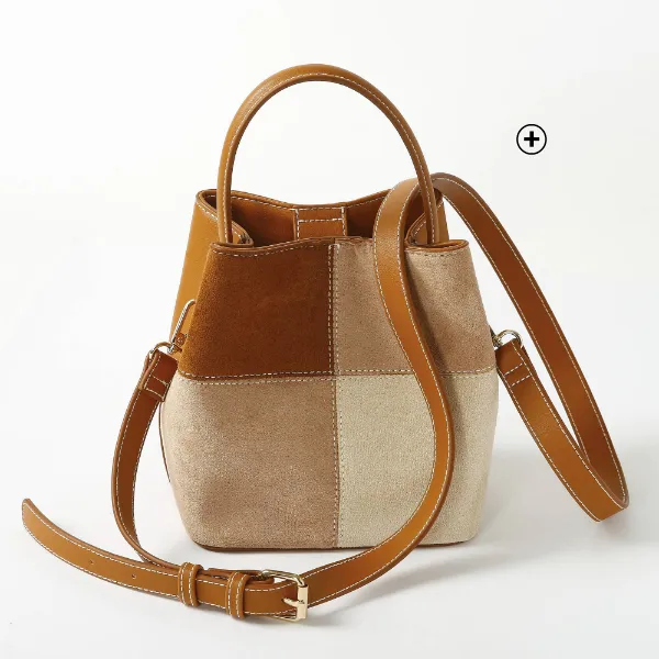 Tas in emmermodel met camel suèdineaspect, perfect als accessoire bij een casual trui-jurk | Blancheporte