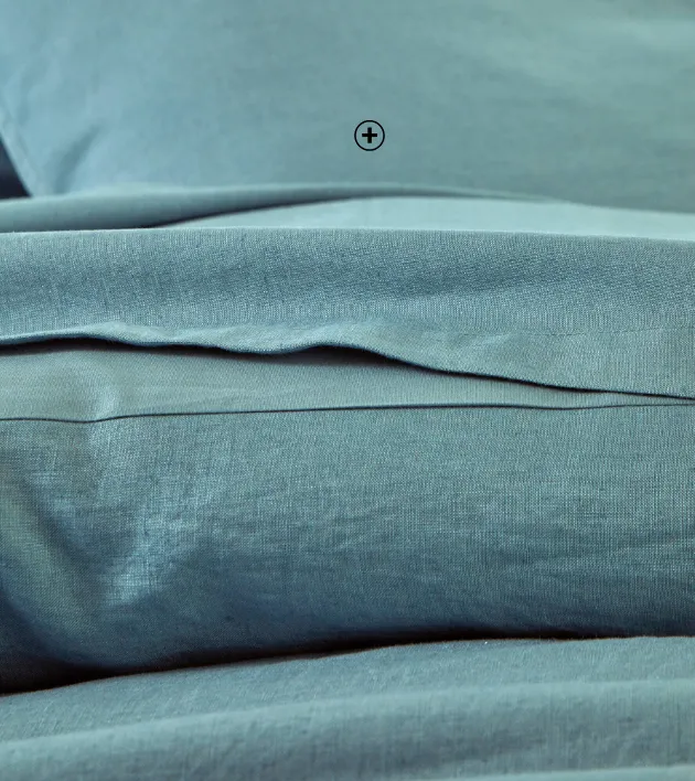 Close-up van dekbedovertrek materiaal gewassen linnen en gewassen katoen – mix van natuurlijke zachtheid en frisheid | Blancheporte